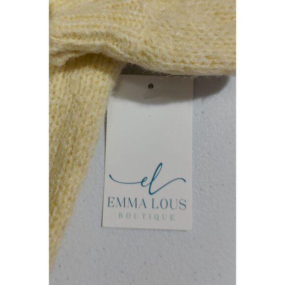 BiBi Women's Yellow Knit Sweater Pink "Howdy" Text Size M - Picture 4 of 5